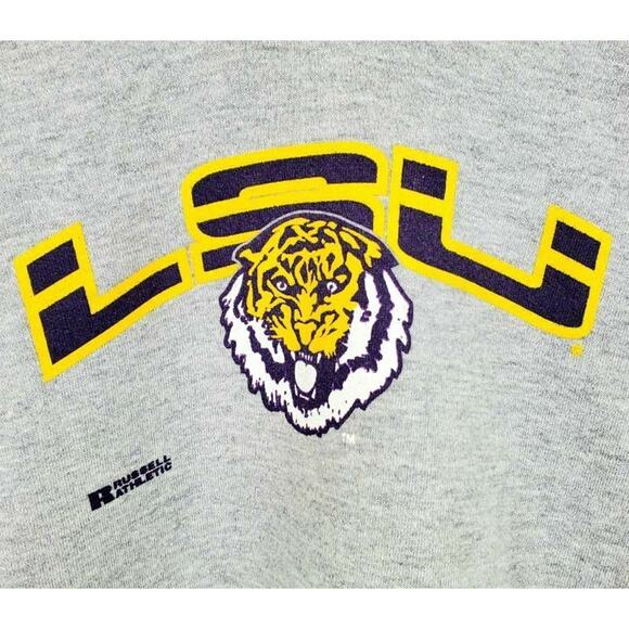 LSU Tigers Russell Athletic Kids Fleece Hoodie Gray Heathered Kangaroo Pocket L - Picture 3 of 12